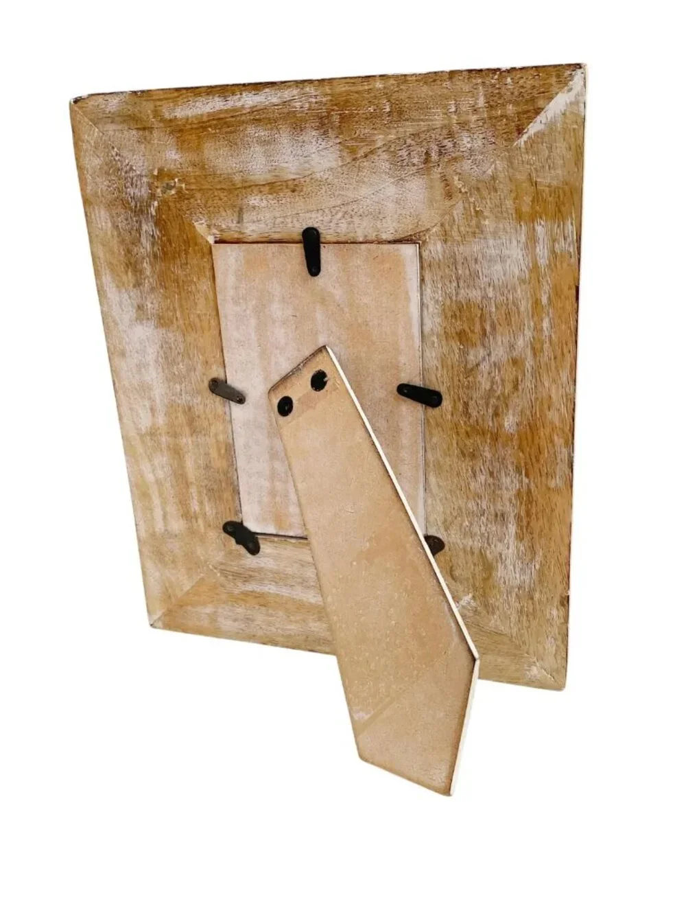 Carved Wooden White Washed Standing Picture Frame